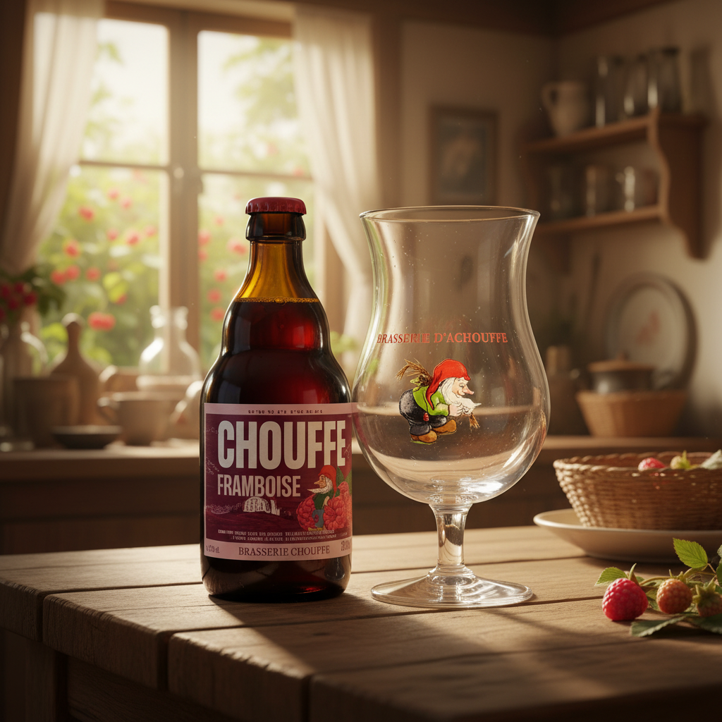 Chouffe Framboise com copo - quinta de framboesas