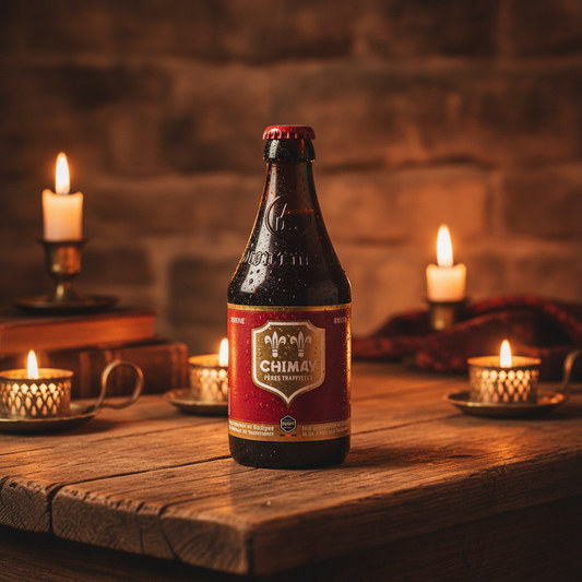 Garrafa Chimay Red - ambiente monástico acolhedor