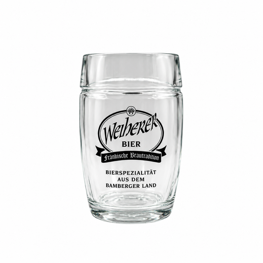 Caneca Weiherer de 50 cl vazia, vista de frente.