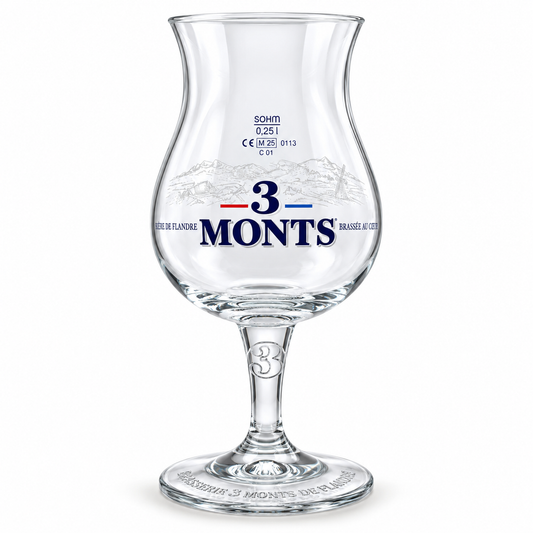 Copo 3 Monts de 25 cl vazio sobre fundo branco.