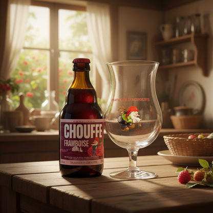 Chouffe Framboise com copo - quinta de framboesas