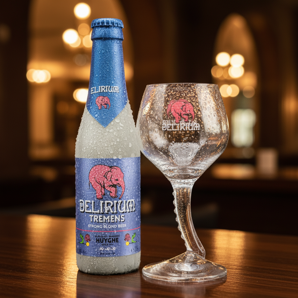 Conjunto Delirium Tremens gelado - garrafa e copo