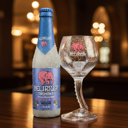Conjunto Delirium Tremens gelado - garrafa e copo