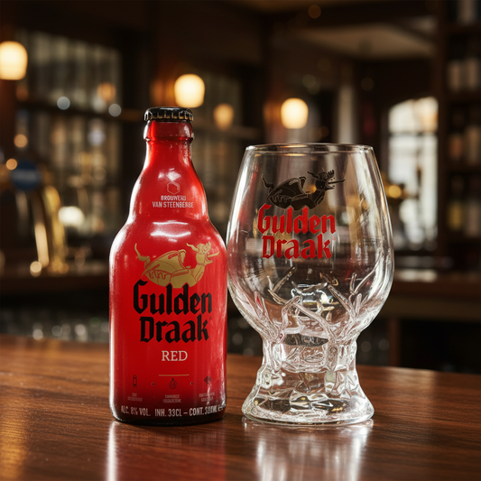 Conjunto Gulden Draak Red - garrafa e copo