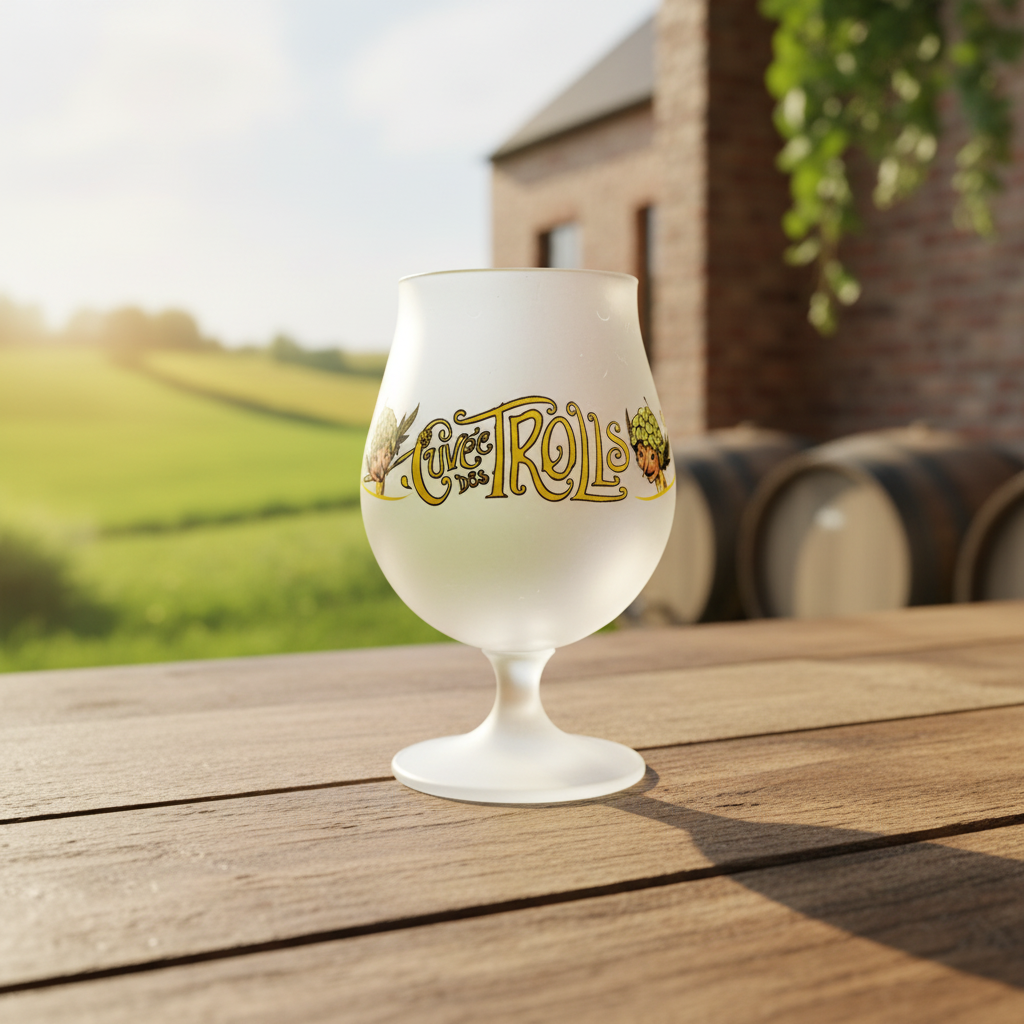 Copo Cuvée des Trolls vazio - campo belga alegre