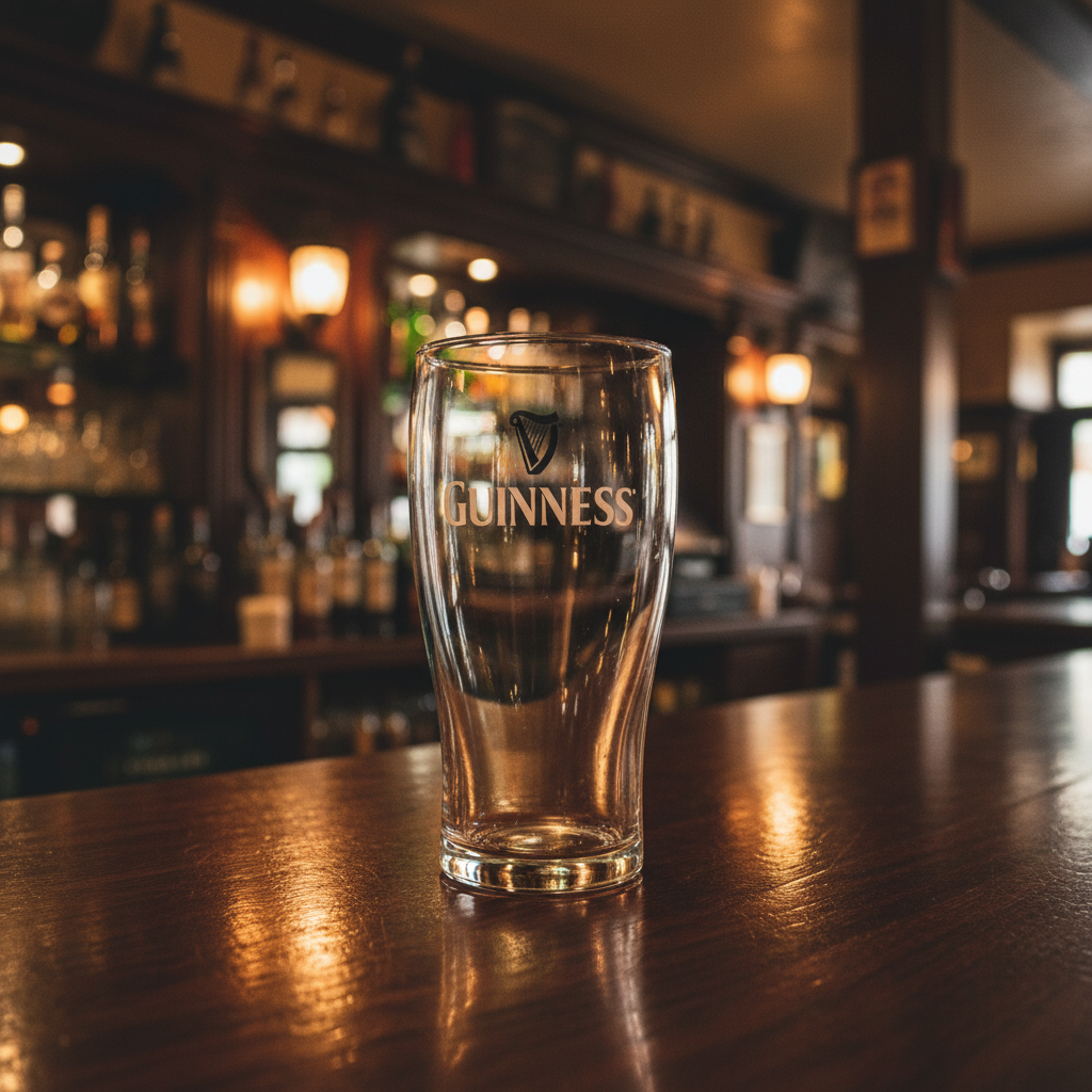 Copo Guinness vazio - pub irlandês autêntico