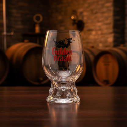 Copo Gulden Draak vazio - cervejaria medieval belga