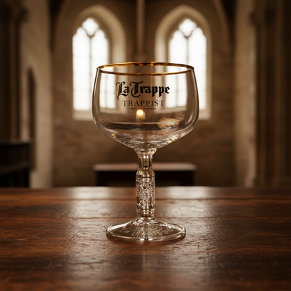 Copo La Trappe vazio - mosteiro trapista holandês