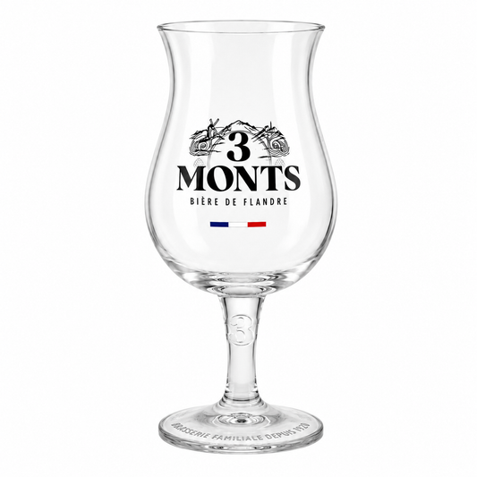 Copo 3 Monts 33 cl vazio sobre fundo branco.
