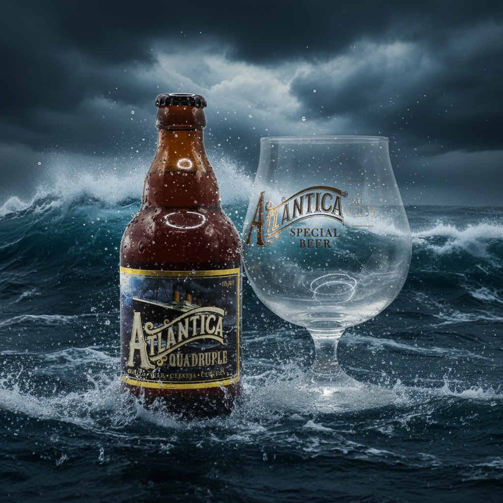 Garrafa e copo Atlântica Duadruple - oceano tempestuoso