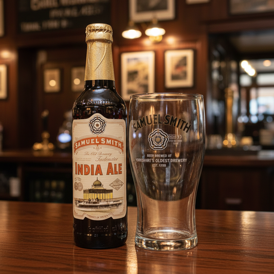 Garrafa Samuel Smith India Ale com copo