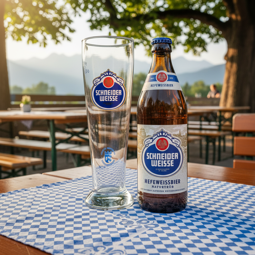 Garrafa Schneider Weisse Hefeweissbier com copo