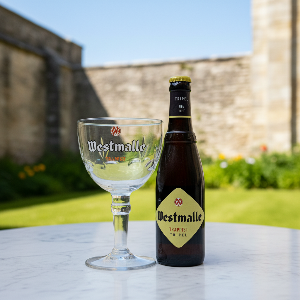 Garrafa Westmalle Trappist Tripel com copo chalice