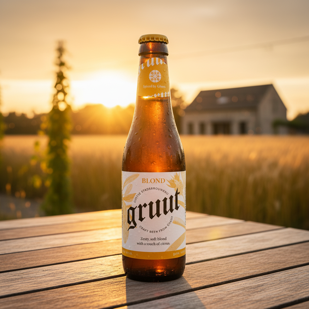 Gruut Blond - quinta de lúpulo ao pôr do sol