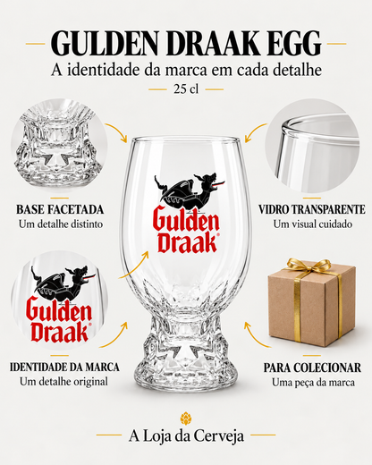 Copo Gulden Draak Egg 25 cl: base facetada — Um detalhe distinto; vidro transparente — Um visual cuidado; identidade da marca — Um detalhe original; para colecionar — Uma peça da marca.