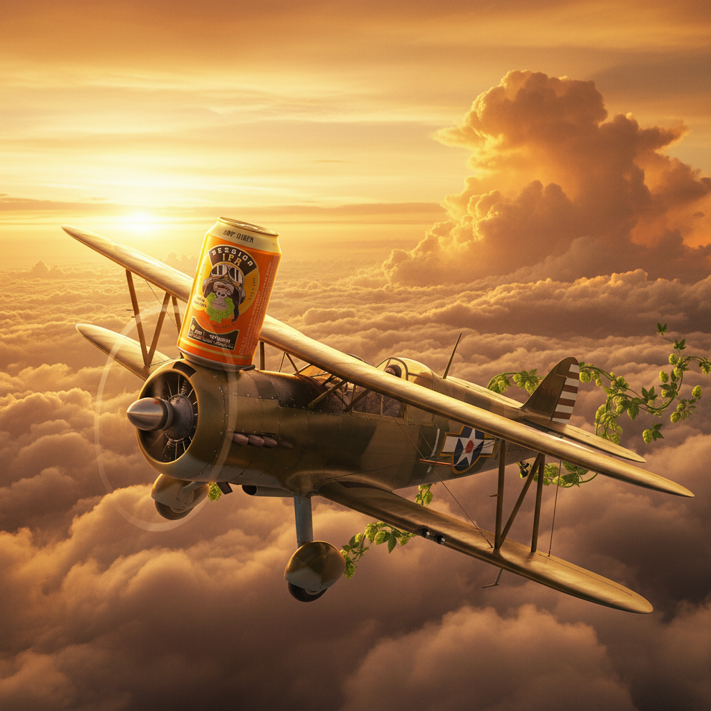 Wild Monkeys Hop Rider - biplano vintage ao pôr do sol